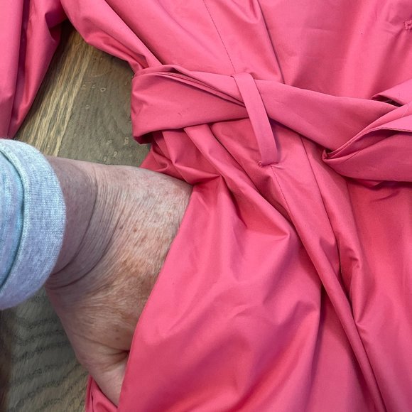 COLE Haan pink double breasted raincoat/trench coat with ties on sleeves, size M - Picture 8 of 15